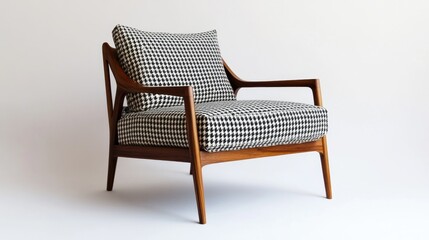 Fototapeta premium Mid-century modern armchair with checkered upholstery.