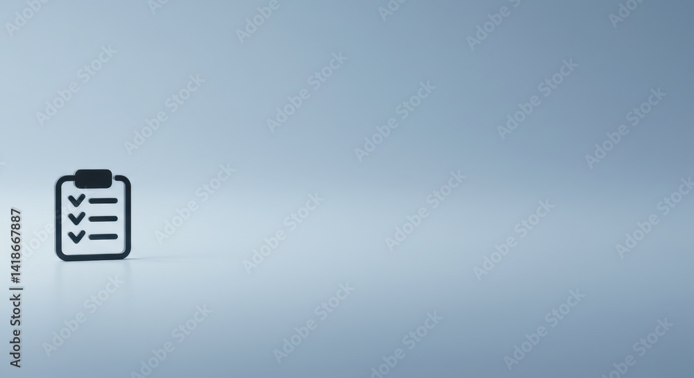 Poster checklist icon on a light gray background a minimalist 3d rendered image for organization and produc