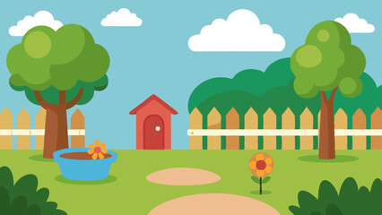 Fototapeta premium Cartoon Garden Backyard Design
