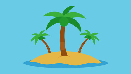 Cartoon Island with Coconut Trees Variant