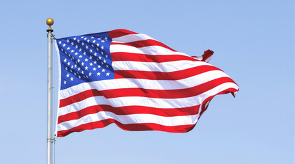 american flag and blue sky