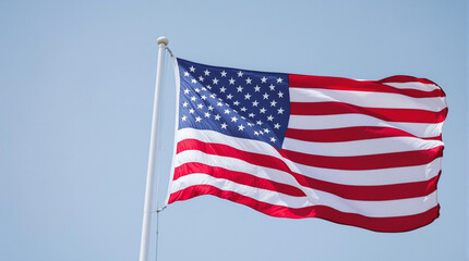american flag on blue sky