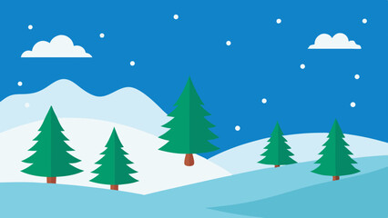 Fototapeta premium Christmas Day Winter Landscape with Snow and Pine Trees Scene