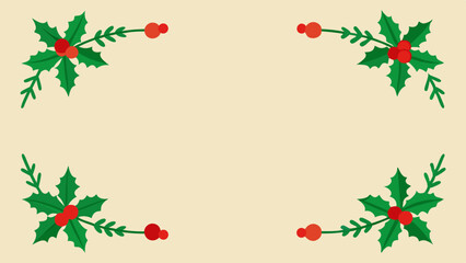 Fototapeta premium Christmas Garland Frame with Holly and Pinecones Vector