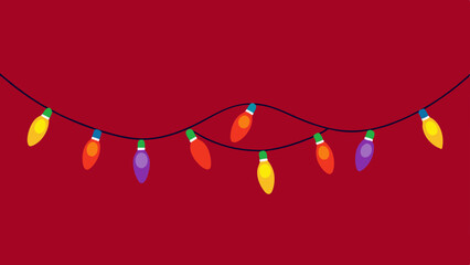 Christmas Lights String Background Vector with Twinkling Lights