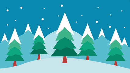 Naklejka premium Christmas Snowy Forest Background with Winter Pines and Snow