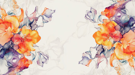 Elegant wedding invitation card background . Minimal hand painted watercolor botanical flowers texture template background. Design for wedding, vip cover, poster, rsvp moderncard.Valentine's Day