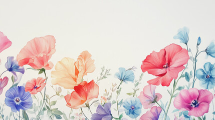 Fototapeta premium Elegant wedding invitation card background . Minimal hand painted watercolor botanical flowers texture template background. Design for wedding, vip cover, poster, rsvp moderncard.Valentine's Day