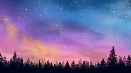 Fototapeta premium Sky at dusk, pink sky, sunset, sky with cloud and stars, purple, blue, orange, pink, sky gradient, day with stars, nature, background sky, sunrise, night sky with stars, astronomy