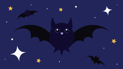 Cartoon Bats and Stars Halloween Background Design