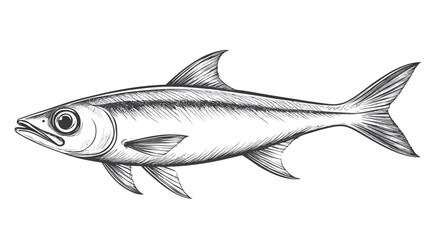 A detailed monochrome illustration of a fish, rendered in a style suggesting pencil or charcoal on paper.  The artwork showcases a side profile view, highlighting the fish's streamlined body
