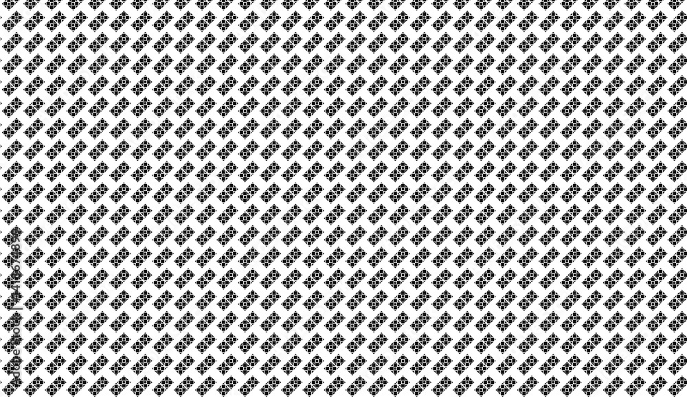 Poster geometric black shapes creating diagonal grid pattern across white minimal surface