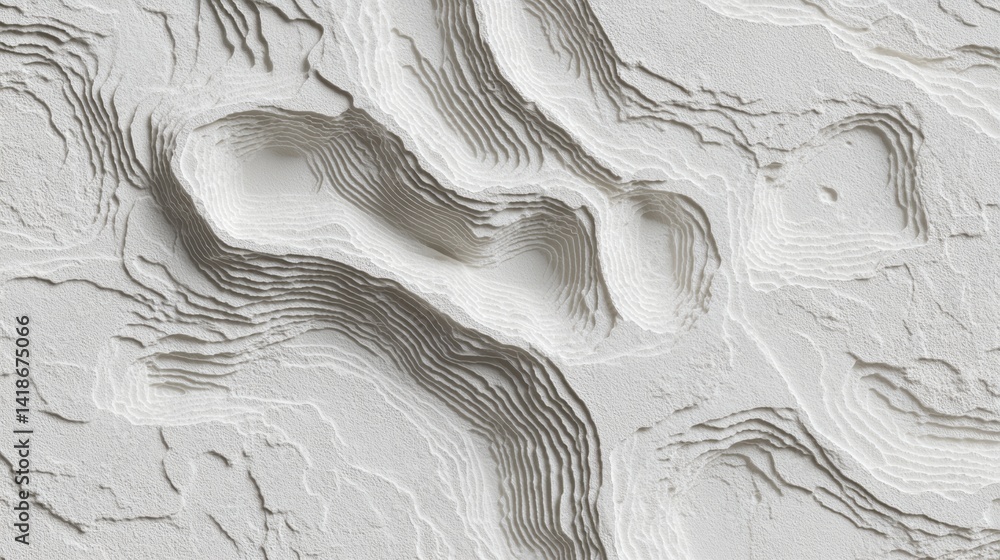 Poster natural 3d form with precise lines and symbols on white background