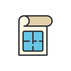 Blueprint colored icons, minimalist vector illustration ,simple transparent graphic element .Isolated on white background