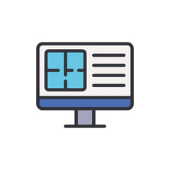 Fototapeta premium Blueprint colored icons, minimalist vector illustration ,simple transparent graphic element .Isolated on white background