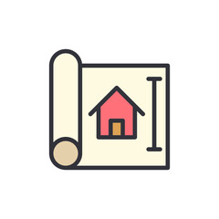 Blueprint colored icons, minimalist vector illustration ,simple transparent graphic element .Isolated on white background