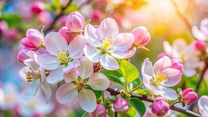 Obraz premium Close-Up Apple Blossom Photography: Delicate Pink & White Spring Flowers