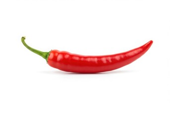 Single red chili pepper isolated on white background