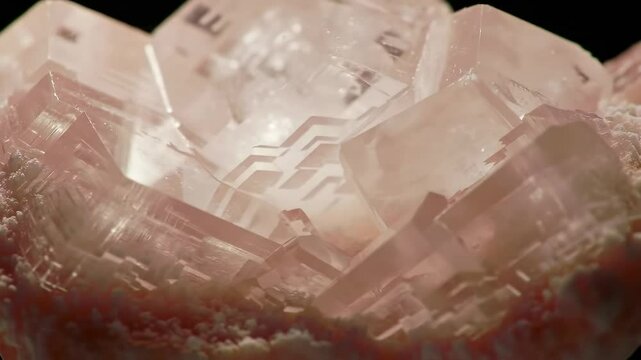 Stunning Close-Up of Iridescent Crystals Forming Over Natural Mineral Base in a Dramatic Display of Light Reflection and Reflection Techniques