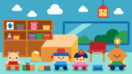 Bright Kindergarten Classroom with Playful Toys