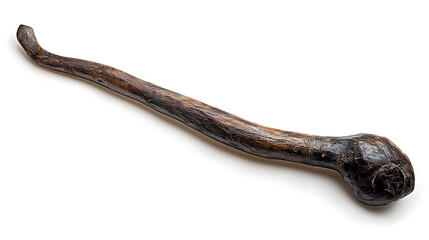 A long, curved stick with a brown tip