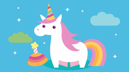 Unicorn Themed Birthday Background with Magical Elements