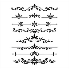Fototapeta premium Silhouette Border Ornament Vector Collection.