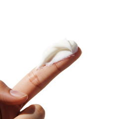 Luxurious Creamy Texture Close-up of Smooth, White Moisturizer on Fingertip