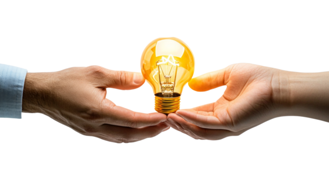 Two hands holding a light bulb, symbolizing the importance of innovation