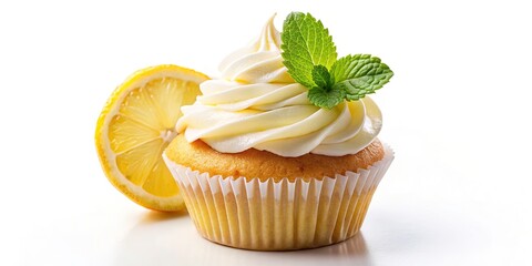 Delicious Lemon Cupcakes with Cream Frosting and Mint:  Perfect Summer Treat Recipe Photography