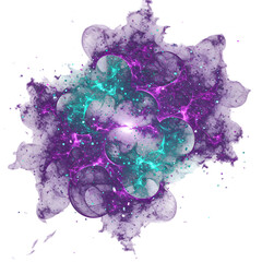 Intriguing Psychedelic Fractal Art Vibrant Purple and Teal Nebula Design