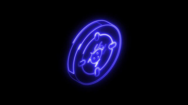 Glowing neon malware icon 4k  isolated on black background. HD Video motion graphic animation