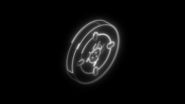 Glowing neon malware icon 4k  isolated on black background. HD Video motion graphic animation