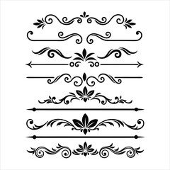 Silhouette Border Ornament Vector Collection.