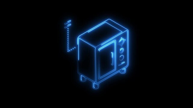 Glowing neon minibar icon 4k isolated on black background. HD Video motion graphic animation
