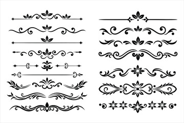 Fototapeta premium Silhouette Border Ornament Vector Collection.