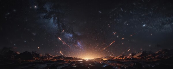 Obraz premium Dark, inky canvas sprinkled with vibrant starlight , universe, dark