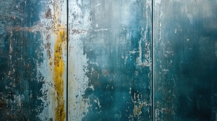 Obraz premium Weathered teal metal panels with rust and streaks.