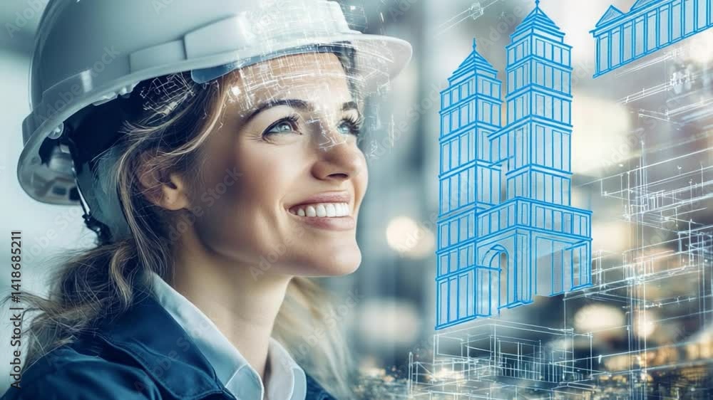Poster vision of architectural excellence: a skilled architect, illuminated by the potential of innovative 