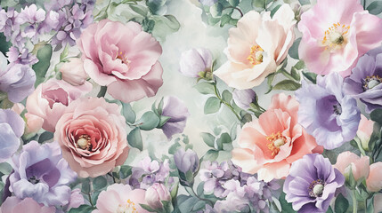 Elegant wedding invitation card background . Minimal hand painted watercolor botanical flowers texture template background. Design for wedding, vip cover, poster, rsvp moderncard.Valentine's Day