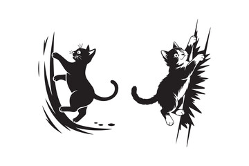 cat climbing illustration vector