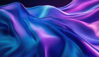 Obraz premium Abstract flowing iridescent fabric with blue and purple hues.