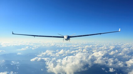 Solar-powered drone soars above a stunning cloudscape, capturing atmospheric data