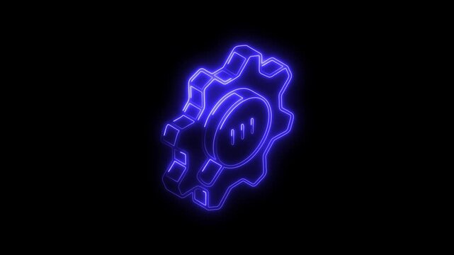 Glowing neon optimization icon 4k,  isolated on black background. HD Video motion graphic animation