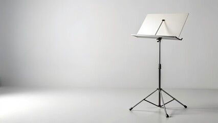 Minimalist Music Stand Silhouette, White Background, Studio Photography, Music Accessory, Simple Design, Elegant Silhouette