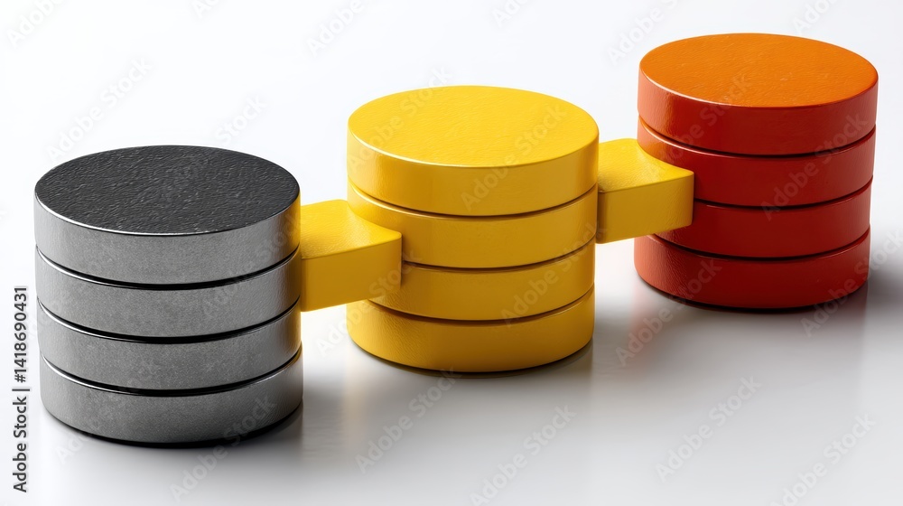 Poster vibrant stack of colorful discs, a playful arrangement of overlapping circular shapes