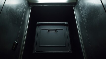 Fototapeta premium Dark, enclosed compartment houses a secure container.