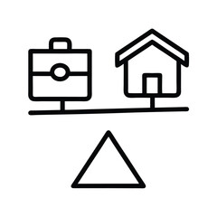 Balancing Work and Home Icon with Briefcase and House in Outline Style