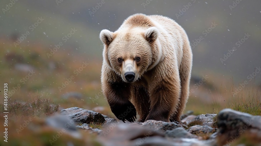 Aufkleber a generic animal walking directly towards the viewer in a natural outdoor environment with blurred b