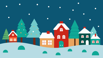 Fototapeta premium winter landscape with houses